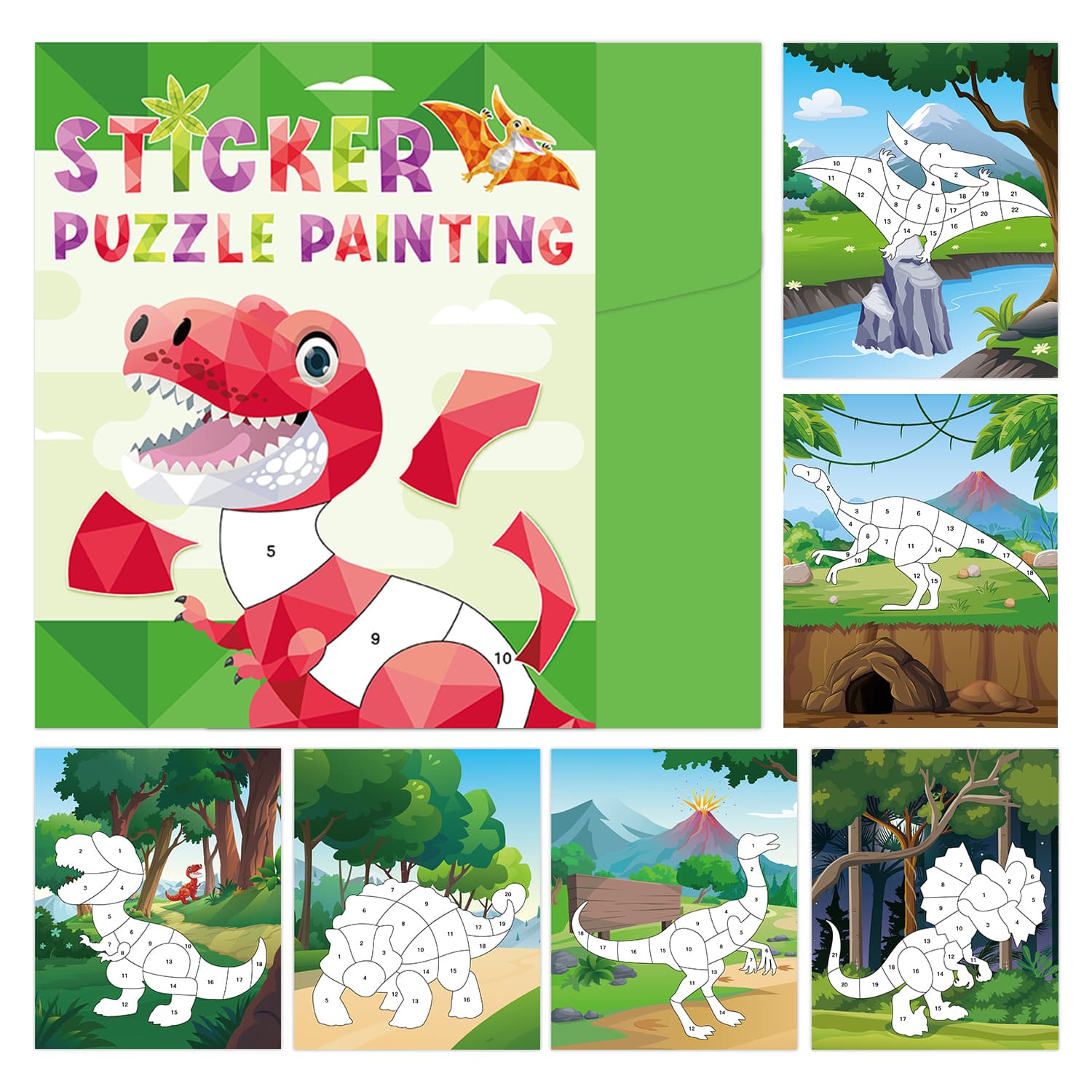 Sticker Puzzle Painting – Dinossauro